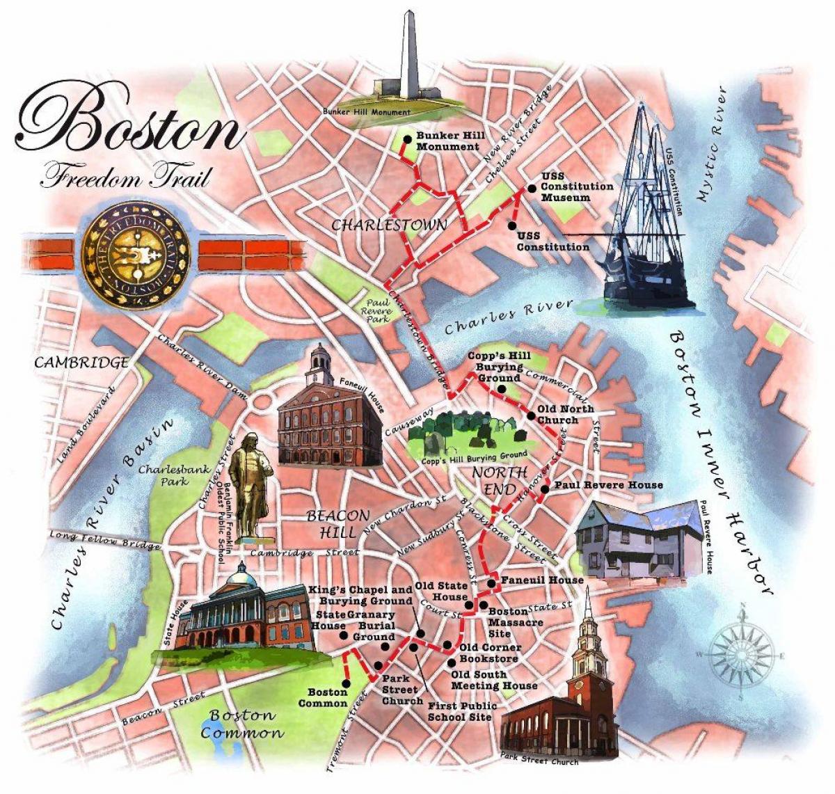 지도의 보스턴 프리덤 트레일