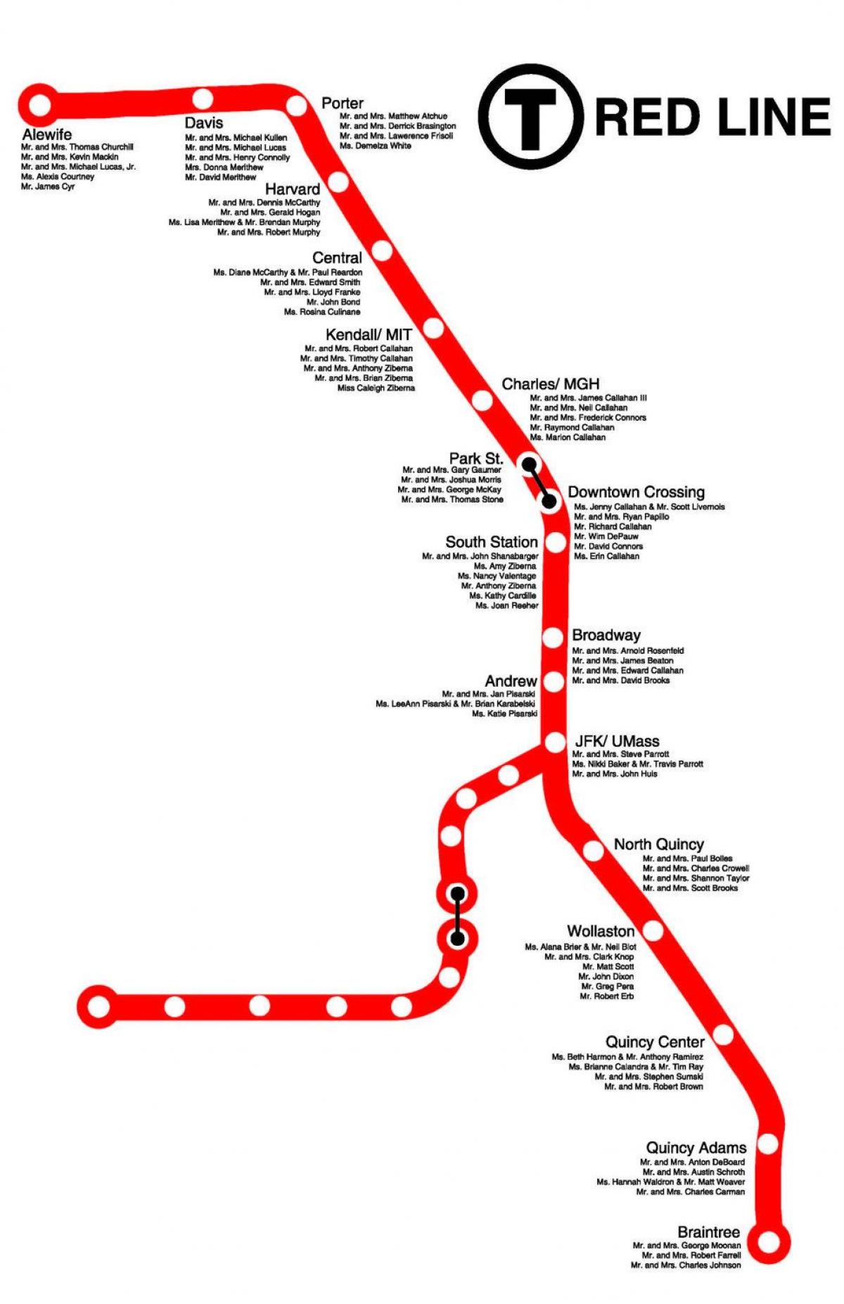 빨간색 선을 보스턴 지도