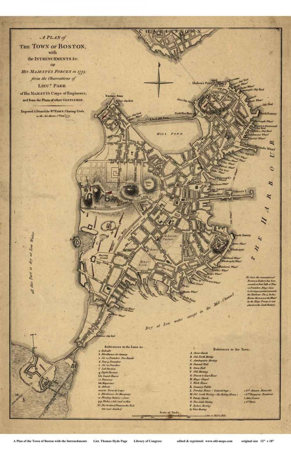 지도의 역사적인 보스턴